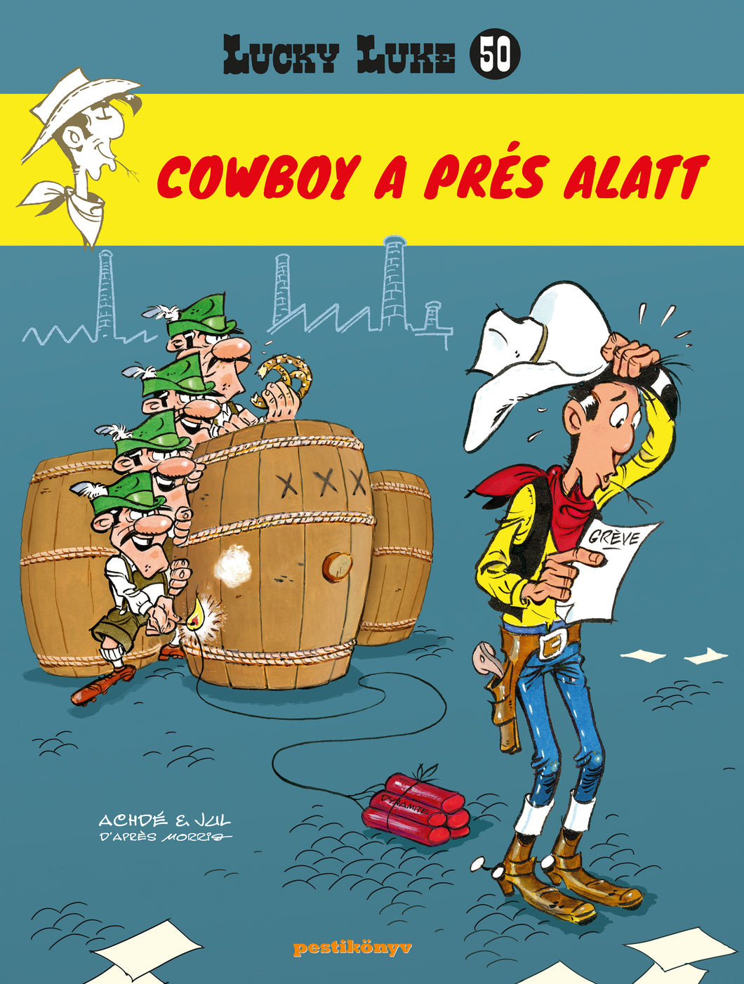 Lucky Luke 50. - Cowboy a prés alatt, keménytáblás gyűjtői kiadás extra oldalakkal